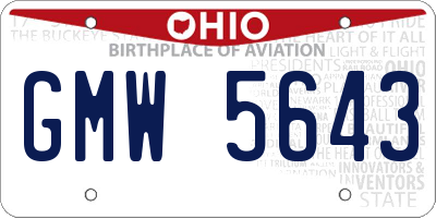 OH license plate GMW5643