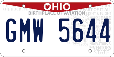 OH license plate GMW5644