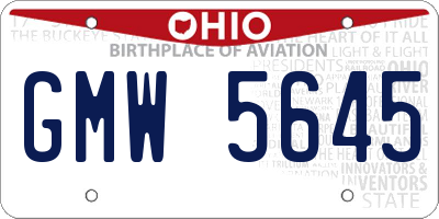 OH license plate GMW5645