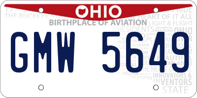 OH license plate GMW5649