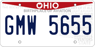 OH license plate GMW5655