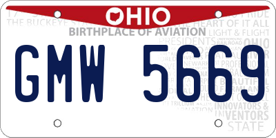 OH license plate GMW5669