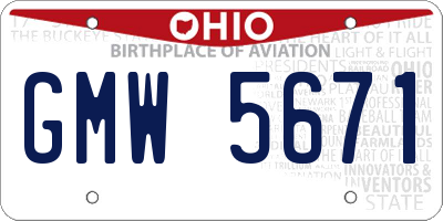 OH license plate GMW5671