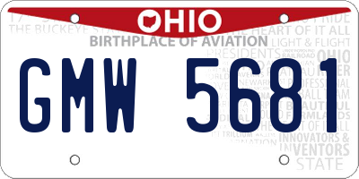 OH license plate GMW5681