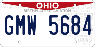 OH license plate GMW5684