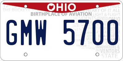 OH license plate GMW5700