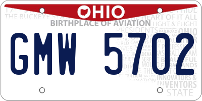 OH license plate GMW5702