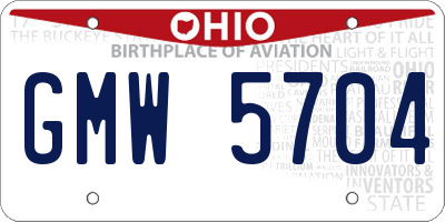 OH license plate GMW5704