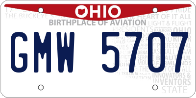 OH license plate GMW5707