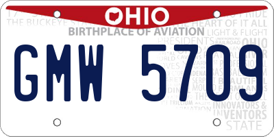 OH license plate GMW5709