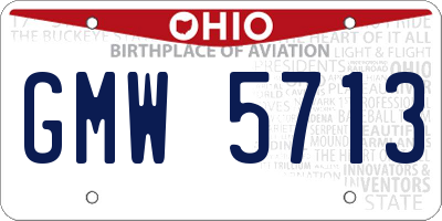 OH license plate GMW5713