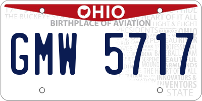 OH license plate GMW5717