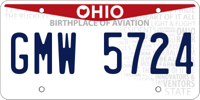 OH license plate GMW5724