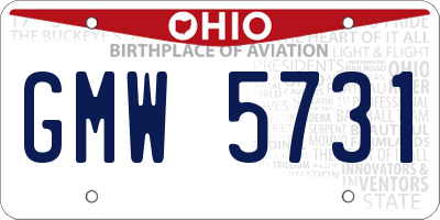 OH license plate GMW5731
