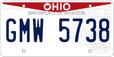 OH license plate GMW5738