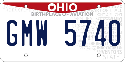 OH license plate GMW5740