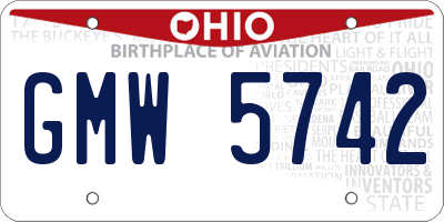 OH license plate GMW5742