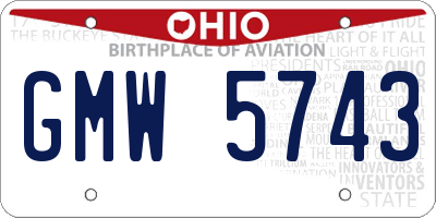 OH license plate GMW5743