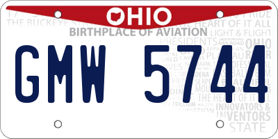 OH license plate GMW5744