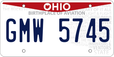 OH license plate GMW5745