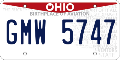 OH license plate GMW5747