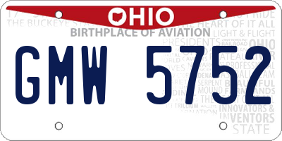 OH license plate GMW5752