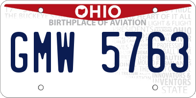 OH license plate GMW5763