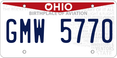 OH license plate GMW5770