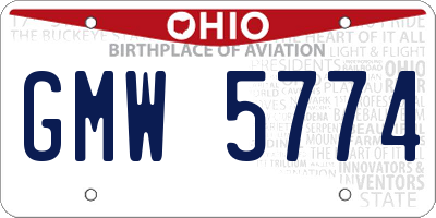 OH license plate GMW5774