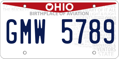 OH license plate GMW5789