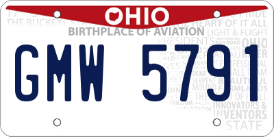 OH license plate GMW5791