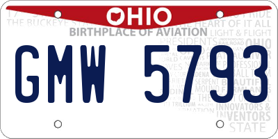 OH license plate GMW5793
