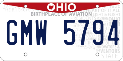 OH license plate GMW5794