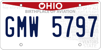 OH license plate GMW5797