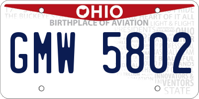 OH license plate GMW5802