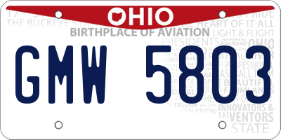 OH license plate GMW5803