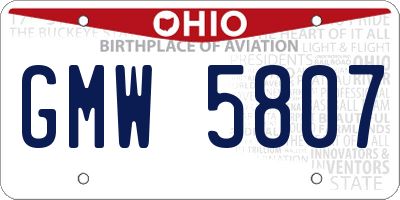 OH license plate GMW5807