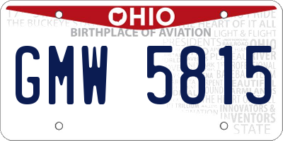 OH license plate GMW5815