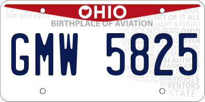 OH license plate GMW5825