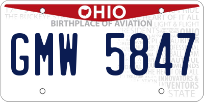 OH license plate GMW5847