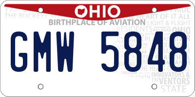 OH license plate GMW5848