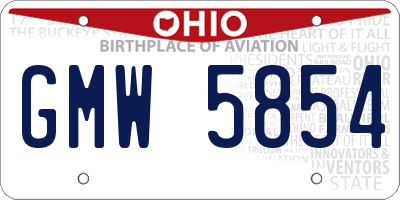 OH license plate GMW5854