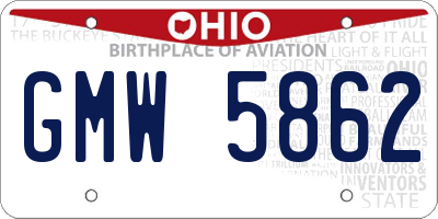 OH license plate GMW5862