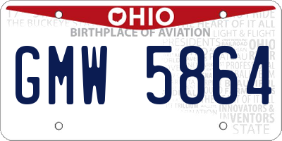 OH license plate GMW5864