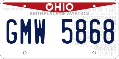 OH license plate GMW5868