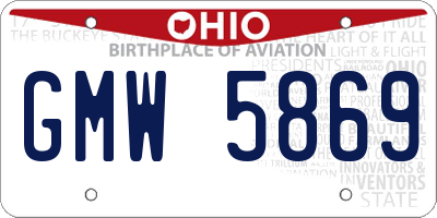 OH license plate GMW5869