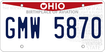 OH license plate GMW5870