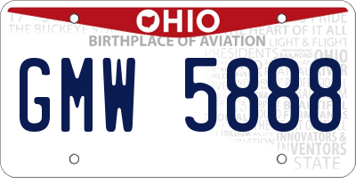 OH license plate GMW5888