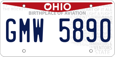 OH license plate GMW5890