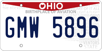 OH license plate GMW5896